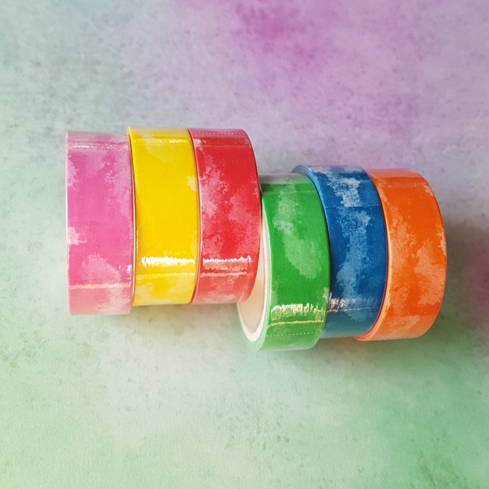 6 pcs Colorful Design Washi Tape Masking Tape Adhesive Tape (1.5 cm x 5m)